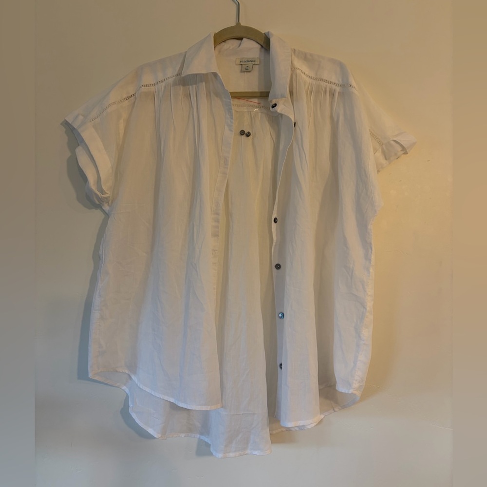 NWT Sundance Lightweight White Button-Front Women's Blouse size Medium